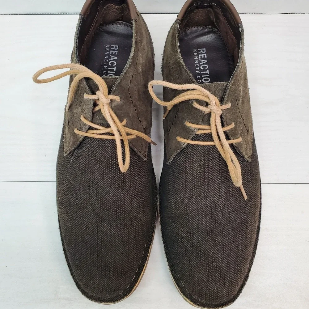 Kenneth Cole Reaction Brown Suede & Textile Desert Sun Chukka Boot Shoes US 11 M